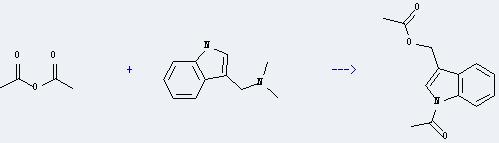 Donaxine can react with acetic acid anhydride to get 3-acetoxymethyl-1-acetyl-indole